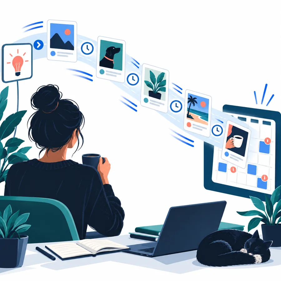 Content planning view with scheduled social posts