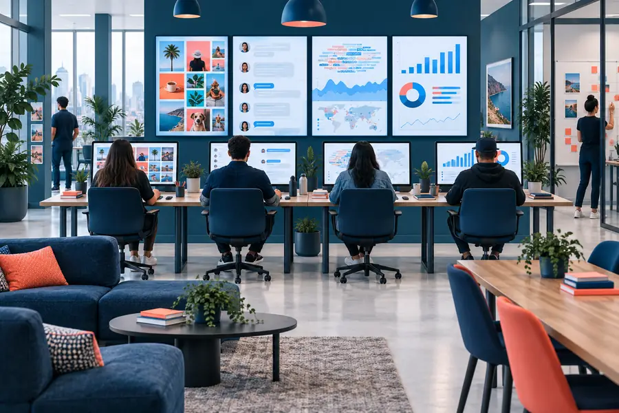 Descripción general del espacio de trabajo de redes sociales de hootsuite