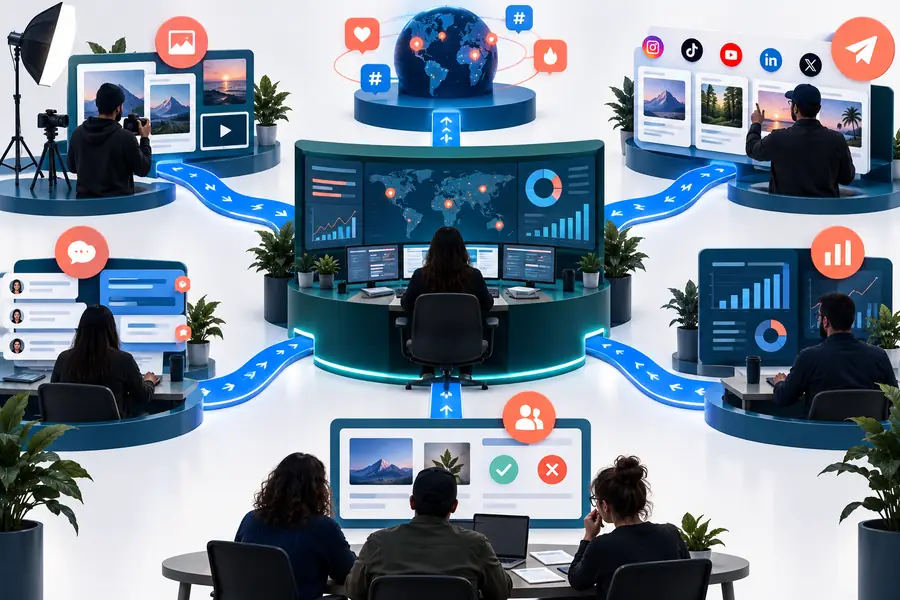 Comparaison de la gestion des réseaux sociaux centrée sur hootsuite